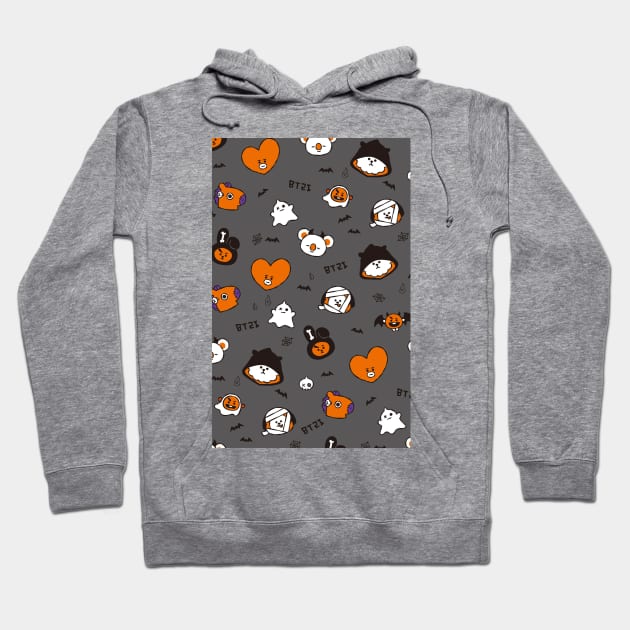 BT21 Halloween Pattern - Orange version Hoodie by ZeroKara